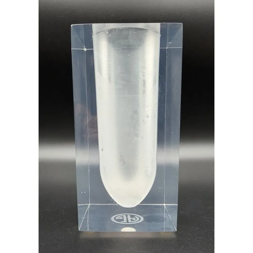 Jonathan Adler Clear & Frosted Bel Air Test Tube Vase 5.5” Square Lucite Acrylic